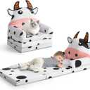 Kids Sofa Comfy, Adorable Animal Toddler Chair, Foldable Kids Couch with Removable Washable Cover, Soft & Breathable Fabric, No Assembly Needed, Foldable Baby Sofa(Dairy Cow) (Kids Sofa Dairy Cow)
