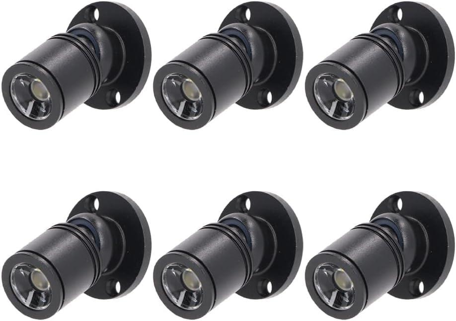 Dimmable 12V LED Mini Spotlights for Display - 1.5W Neutral 4500K, Small Spotlights for Displays with Dimmer, Black - Set of 6