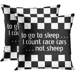 Emvency Set of 2 Throw Pillow Cover Car Cool Black White Formula Checkered Pattern Motorsport Decorative Pillow Case Home Decor Square 18 x 18 inch Pillowcase (Multi 19)