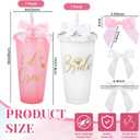 8 Pcs Bridesmaid Cups with Lids and StrawsWedding Tumbler Bridesmaid Gifts, Bride Cup Bachelorette Party Accessories, Plastic Travel Mug for Bridal Party Gifts Bachelorette Party Favors(Pink White)