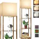 RUNTOP Plus Floor Lamp with Shelves, Modern Shelf Floor Lamp with 15W 3CCT LED Bulb and Memory Function, Wide Shelf Lamp for Display Storage, Standing Lamps for Living Room, Bedroom, Office, Corner
