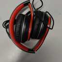 LORELEI X6 Over-Ear Headphones with Microphone, Lightweight Foldable & Portable Stereo Bass Headphones with 1.45M No-Tangle,Wired Headphones for Smartphone Tablet MP3 / 4 (Black-Red)
