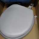 Soft Standard Vinyl Toilet Seat, Silver - 17 Inch Soft Vinyl Cover with Comfort Foam Cushioning - Fits All Standard Size Fixtures - Easy to Install Fantasia by Achim Home Decor