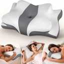 Cozyplayer True Cooling Cervical Neck Pillow for Pain Relief, Ergonomic Side Sleeper Pillow for Neck Support, Odorless Orthopedic Contour Memory Foam Pillows, Bed Pillow for Back Stomach Sleeper (Queen, Grey)