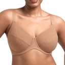 HSIA Minimizer Bras for Women Full Coverage Underwire Plus Size Unlined Mesh Jacquard Bra with Wide Straps, 36D (Beige)