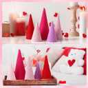 Novabright 5 Pcs Valentine's Day Cone Decoration Tree 6" 8" 10" Wool Plush Tabletop Centerpiece Decor Valentines Cone Tree Tiered Tray Decor for Home Wedding Anniversary Fireplace Shelf Decoration