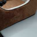 Dog Car Seat for Large Medium Size Puppy Dog,Soft Fabric Dogs Bed Filling Memory Foam,2 Clip-On Safety Leashs and 2 Pockets,Removable and Washable Comfy Pet Travel Car Seat White/Brown