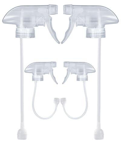 4 Pack 360° Spray Nozzles for 8oz, 16 oz Glass Spray Bottles, Spray Nozzles with Mist Stream Sprayer for Kitchen, Garden, Home and Office, Cleaning Solutions