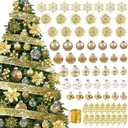 Roberly Gold Christmas Tree Decorations Set Shatterproof Clear Plastic Christmas Ornaments Balls