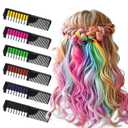 3 x 6 PCS Hair Chalk Comb Set Temporary for Girls Kids Makeup Kit, Washable Hair Chalk for Christmas Gifts Toys Birthday Cosplay Festivals Hair DIY Party (Black+Green+Pink+Yellow+Purple+Red)