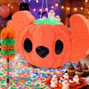 24" x 15" Large Halloween Pumpkin Pinata - Piata Kit with Stick, Rope, Blindfold, Confetti for Halloween Decoration, Fall Harvest Celebrations