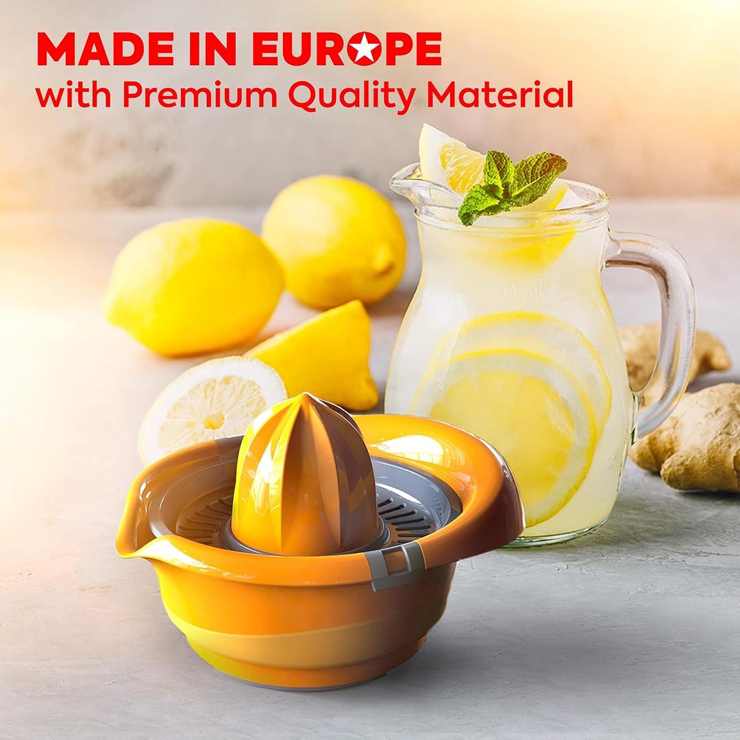 Home Citrus Manual Hand Juicer with Bowl Sized to Fit Lemons, Limes and Oranges Colors May Vary