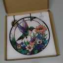 Stained Glass Window Hanging - Hummingbirds are Collecting Nectar 6.3 Inches Suncatcher for Garden Home Decor for Women Mon Grandma Friends