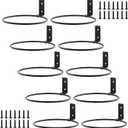 10PCS 6 Inch Flower Pot Holder Ring, Black Plant Pot Holder Ring, Wall Mount Plant Holder Ring for Plant Pots Indoor Outdoor