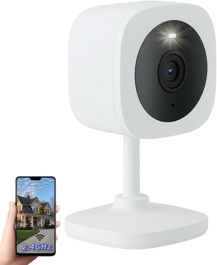 GMK Security Cameras for Home Indoor, 2K Color Night Vision Motion Detection 2-Way Audio Cloud SD Storage 2.4GHz WiFi Wired Camera