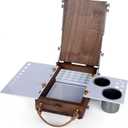 Tabletop Easel Box with Watercolor Palette Empty, Portable Travel Easel for Painting with Storage, Multifunctional Wooden Watercolor Easel Case Plein Air Painting for Adults Artists