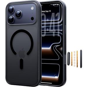 Magnetic Shockproof for iPhone 17 Pro Max Case,[Fit for MagSafe] [Military-Grade Drop Tested] Magnetic Translucent Matte Back Bumper 17 Pro Max Case Anti-Fingerprint Anti-Scratch 6.9", Black
