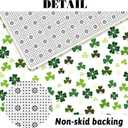 MEHOFOND 4pcs St. Patrick's Day Shower Curtain Set with Non-Slip Rugs Toilet Lid Cover and Bath Mat Shamrock Bathroom Shower Curtain Set Irish Lucky Clover White and Green Set for Bathroom Decor