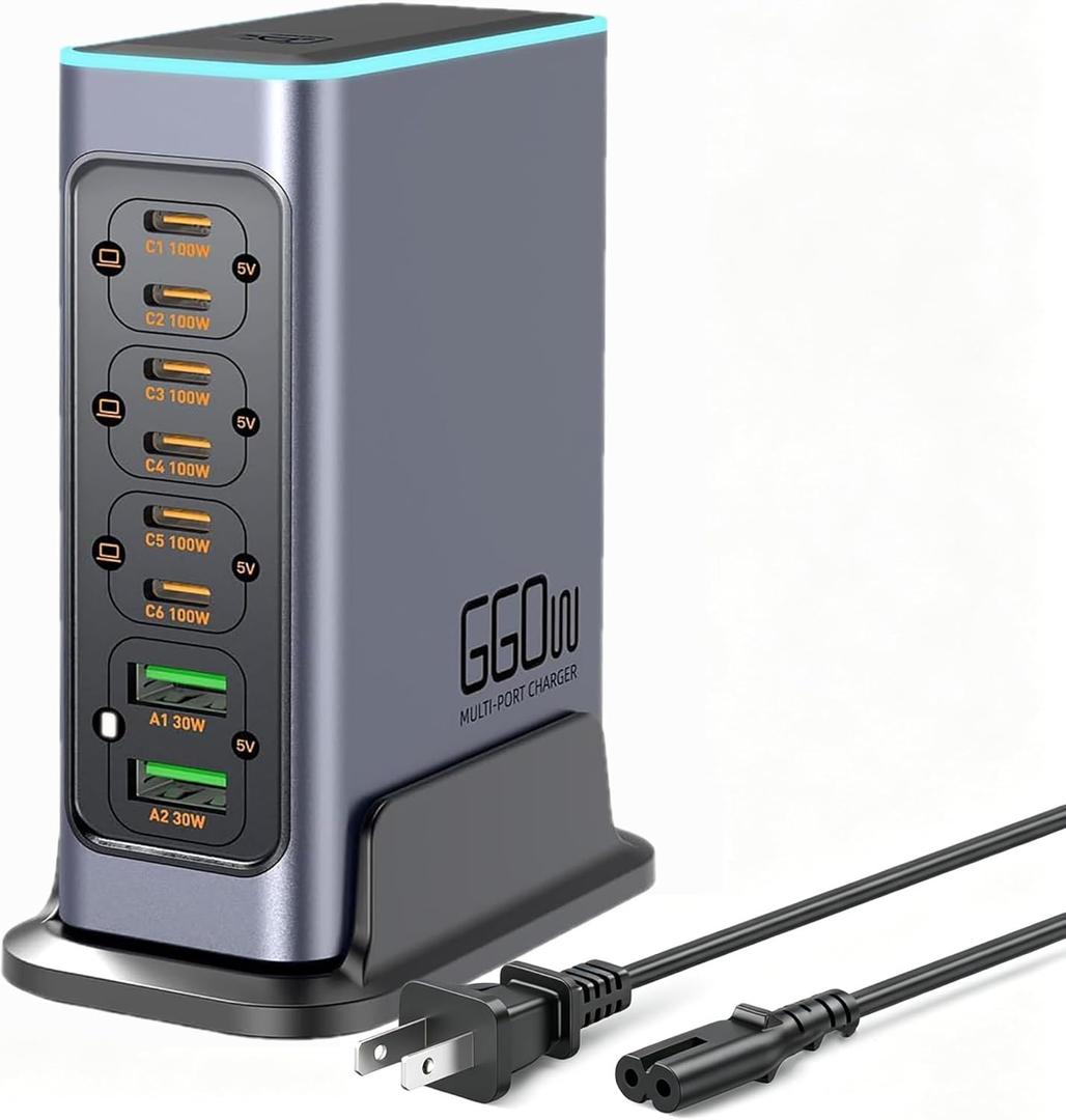 660W USB C Fast Charger Block, 8 Port GaN Charging Station, 100W PD Port Fast Charging Station for Multiple Devices,Laptop Wall Charger Compatible with MacBook, iPhone 17,iPad etc