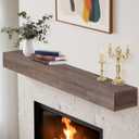 Fireplace Mantle Shelf - 6085Inch Handcrafted Wall Floating Mantel Shelf for Over Fireplace - Rustic Traditional Wooden Fireplace Mantels with Invisible Heavy Duty Wood Bracket - Ebony