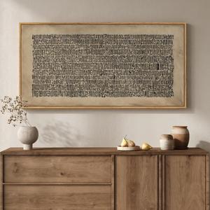 Large Framed Abstract Wall Art for Living Room, Neutral Wabi Sabi Black Brown Canvas Artwork for Walls, Horizontal Abstract Painting Print Wall Decor for Bedroom Home Office, 30x60 Inch
