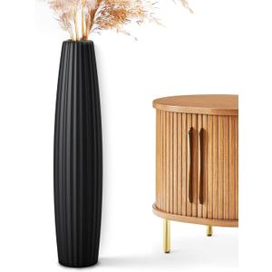 Floor Vases, Tall Floor Vase 23.6 inch (60CM, 1.96FT) Tall Vases, Sturdy Black Vase for Living Room Decor, Resin Black