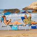 #WEJOY Tanning Chair with Face Hole & Canopy & Side Table, 5 Positions Adjustable Sunbathing Lounge Chair Facedown Chaise Lounge with Pillow Quick Dry for Beach Pool Outdoor Camping Patio,Darkblue