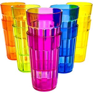 Honla 10 oz Small Drinking Glasses,BPA Free Cups,Unbreakable Plastic Tumblers,Set of 10 Highball Water Juice Cups for Kids/Adults in 5 Assorted Colors, Dishwasher Safe