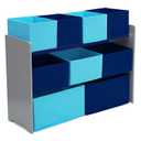 Delta Children Deluxe Multi-Bin Toy Organizer with Storage Bins, Grey/Blue Bins, 
36 x 11.81 x 28 inches