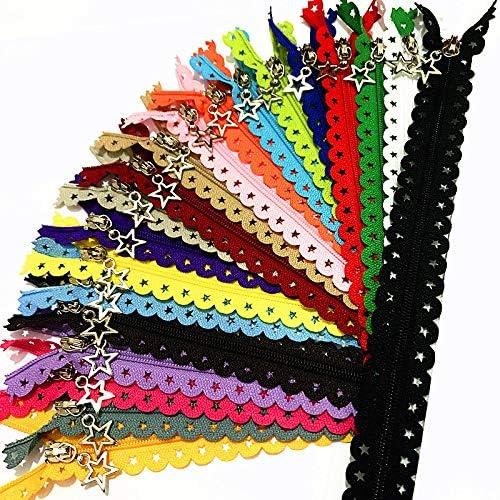 20Pcs Multiple Sizes Star Shape Nylon Zippers Lace Closed End Zippers for DIY Sewing Craft Dress Bed Bags (Mix, 16inch)