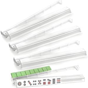 NEWFLAG Mahjong Racks with Pushers Set of 4,Convenient Rotating One-Piece Mahjong Pushers and Racks,Modern American Mahjong Tile RacksTransparent