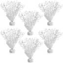 6 Pack Metallic Foil Spray Centerpiece, Glittery Party Star Table Decoration Burst Centerpieces for Birthday Wedding New Year Party Celebration Decoration (White, Little Star)