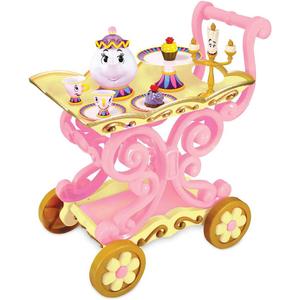 Disney Store Official Disney Beauty and The Beast Tea Cart Set  Includes Lumiere, Mrs. Potts, Chip, Cake with Plate & Server  Disney Princess Toys, with Singing Lumiere & Bubbling Tea Effect