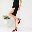 Susanny Slingback Kitten Heels Elegant Dressy Pumps for Women Closed Pointy Toe Sexy Chunky High Heels Wedding Bride Prom Party Dress Shoes (Red)