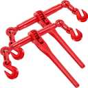 VEVOR 9215LBS 3/8"  1/2" Ratchet Binders 9,215 LBS Secure Working Load, G70 Hooks and Adjustable Length, for Grade 70-80 Chains, Tie Down, Hauling, Towing, 2-Pack, Red