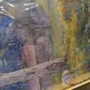 JEAWA Large Framed Canvas Painting - 24x48 IN Watercolor Landscape Wall Decor, Country Picture with Wooden House and Green Trees, Cow Art Prints for Bedroom Living Room Home Decoration