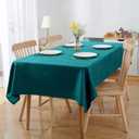 Table Cloth Rectangle Table Cover 118x57 Inch Faux Linen Wrinkle Free and Waterproof Teal Green Camping Graduation Rectangle Indoor Outdoor Tablecloth for Party