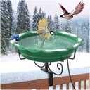 Heated Bird Baths for Outdoors, 100W Heated Bird Bath for Deck Railing, Heated Birdbath with Thermostat Control, Heated Bird Bath for Outside Winter Garden Patio Yard (Green)