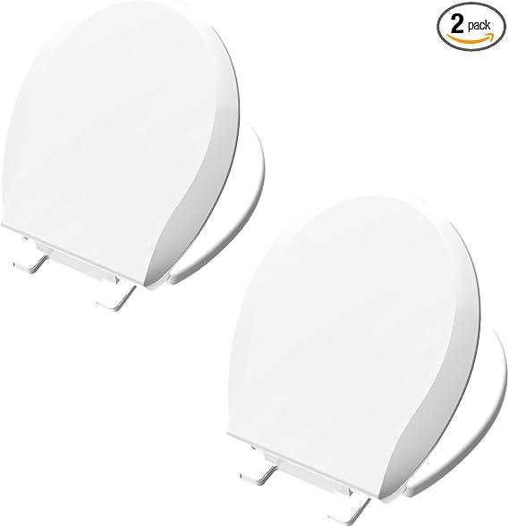 Aünsffer Toilet Seat Round Soft Close 2 PACK, Toilet lid Round Slow Close 16.5 inch, PP Material Safe and Easy Clean, Quick Installation & Never Loosen, Comfortable Ergonomic Design (White, 2 Pack)