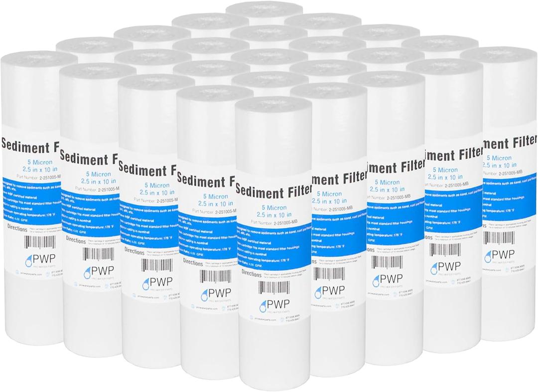 Sediment Melt Blown Water Filter Cartridge Standard 2.5x10" 5 Micron 25 Pack