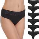 Women's Thongs Underwear Cotton Seamless Thongs for Women Lace Trim Panties (Medium)