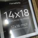 Homeforia 14x18 Black Picture Frame, High-End Metal, 12x16 Mat, Glass