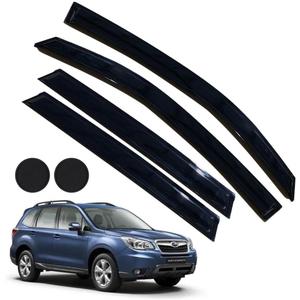 Rain Guards for Forester 2014-2018, Tape-on Side Window Deflectors for Subaru Forester, Window Visors for Subaru Cars, Car Accessories 4 Rain Guards 2 Car Coasters