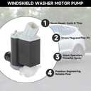 Windshield Washer Motor Pump for Hyundai Veloster 4-door 2011-2017 for Hyundai Santa Fe 5-door 2013-2018 | High-Pressure Spraying | Windshield Washer Pump | Replace Part 98510-2V100, 985102V100