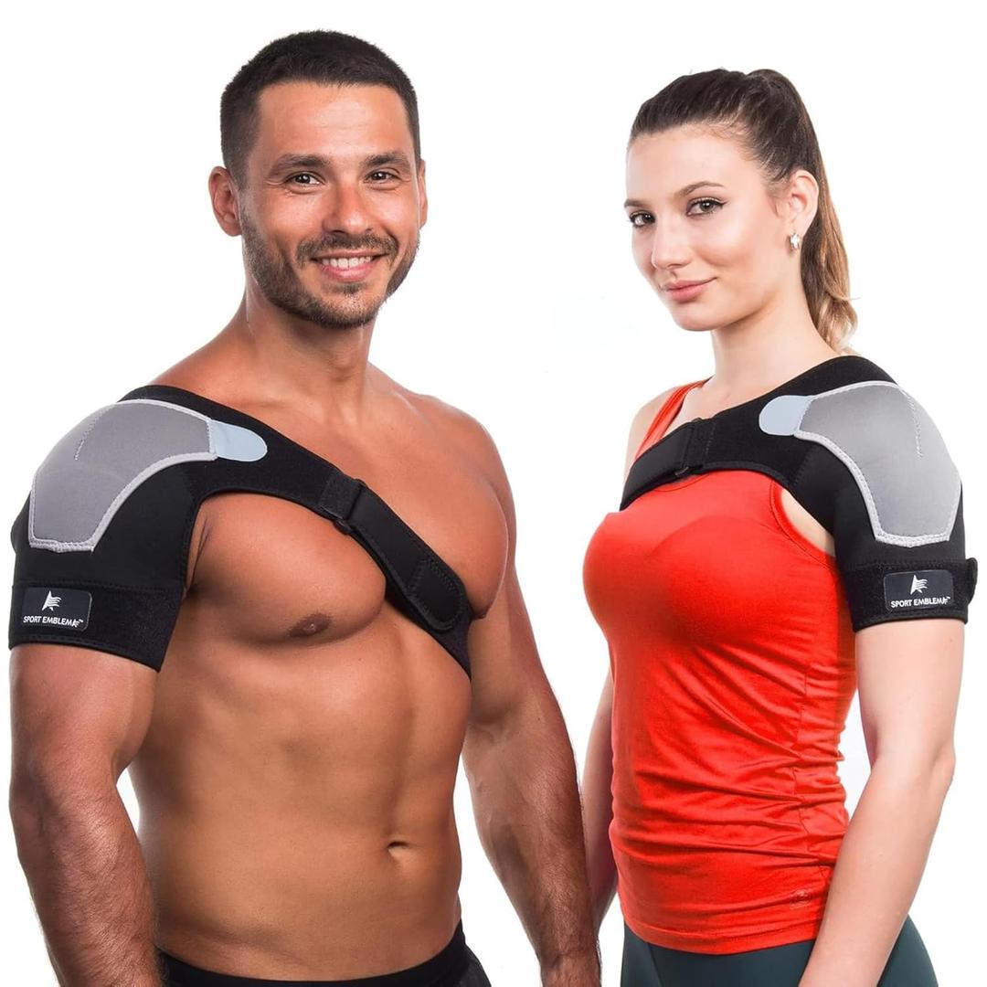 Rotator Cuff Shoulder Brace for Pain Relief & Support - Adjustable Arm Sling Immobilizer for Torn Rotator Cuff, Shoulder Injury, Post-Surgery Recovery - Compression Support Sleeve for Men & Women (S-M)