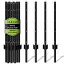 20 Pack Metal Fence Posts, 5ft Heavy Duty U-Post, Black Garden Stakes, No-Dig Post Anchors for Wire Fences, Temporary Fencing, Electric Fence, and Corner Support