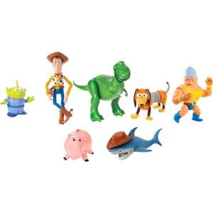 Mattel Disney Pixar Toy Story Set of 7 Action Figures with Woody, Slinky, Rex, Hamm, Alien, Rocky & Shark, Mattel Disney100 Collectible