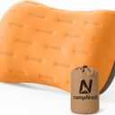 Inflatable Camping Pillow - Ultralight Compact Air Pillow for Travel, Backpacking & Hiking - Ergonomic Neck & Lumbar Support - Portable Inflatable Pillow with Removable Washable Cover - (Orange)