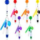 Chinco 30 Pcs Retractable Shuttle Pen Clip with Mini Highlighter Nurse Badge Pen Neon Marker LED Keychain Ring Clip (Mix Color)