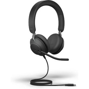 Jabra Evolve2 40 SE Wired Stereo Noise-Cancelling Headset - Features 3-Microphone Call Technology and USB-C Cable - MS Teams Certified, Works with All Other Platforms - Black 